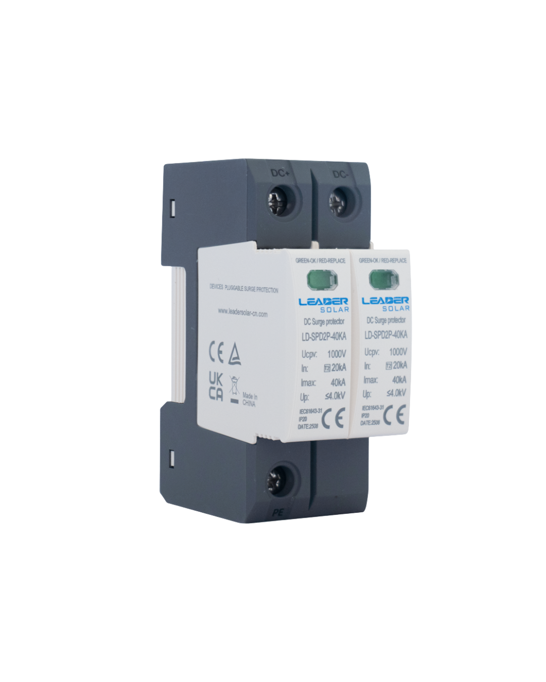 PROTECTOR SOBRETENSIÓN DC 2P 40KA 800VDC Leader